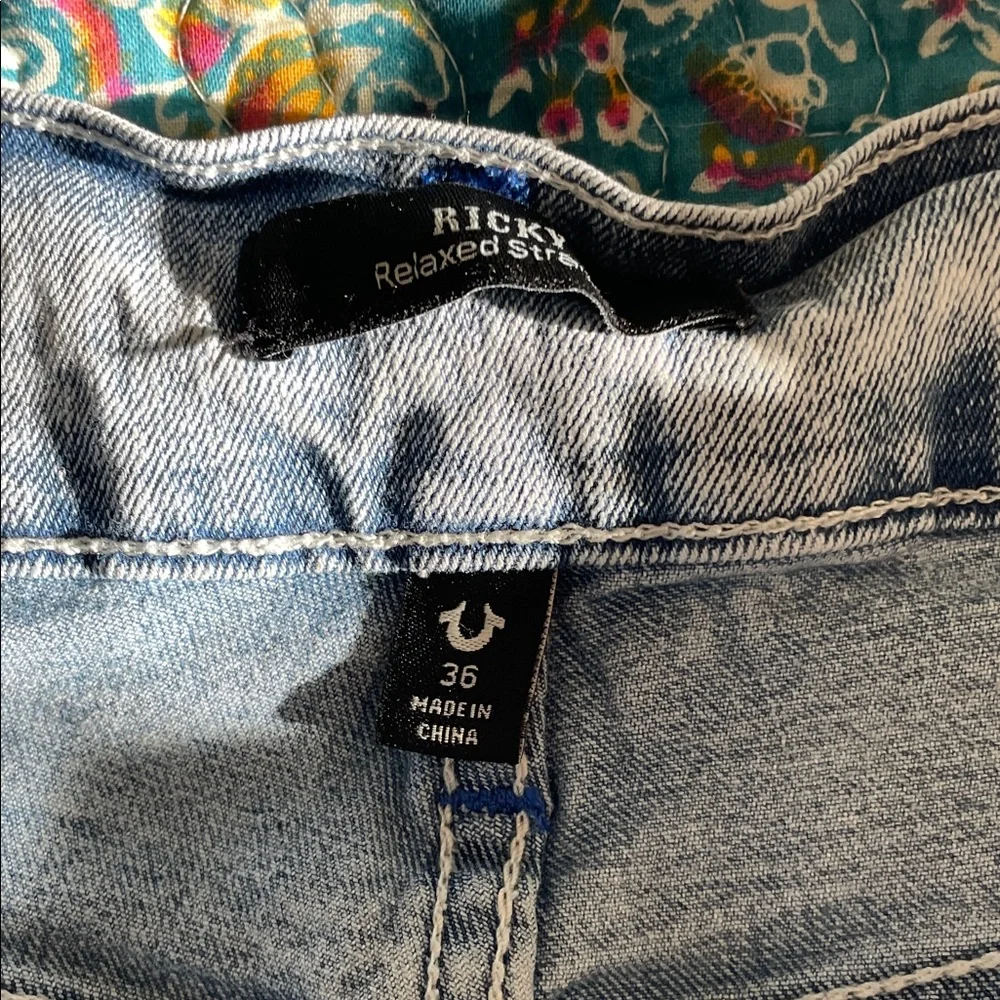 True Religion Men's Light Blue Jean Shorts